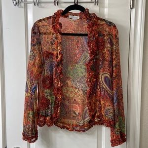 Lucy Paris Multicolor Sheer Long Sleeves Top